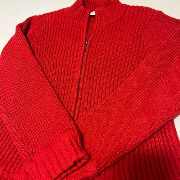 Liz Claiborne Lizsport Petite Red zip up sweater Petite P - Picture 2 of 11